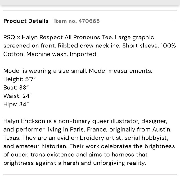 RSQ x Halyn NWT M Respect All Pronouns Black Graphic Floral Rainbow Tee LGBTQ - Picture 7 of 11